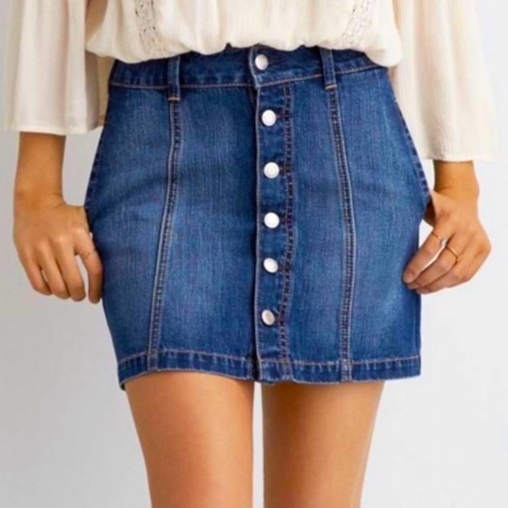 American Eagle Outfitters Jean Button Up Mini Skirt Size 0